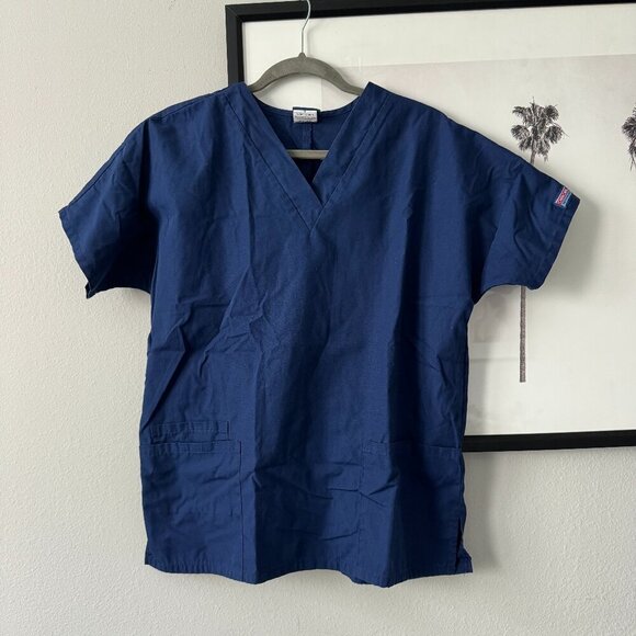 Cherokee | EUC Women's Scrubs Workwear Originals V-Neck Top 4700 Navy Size Small - Picture 2 of 8